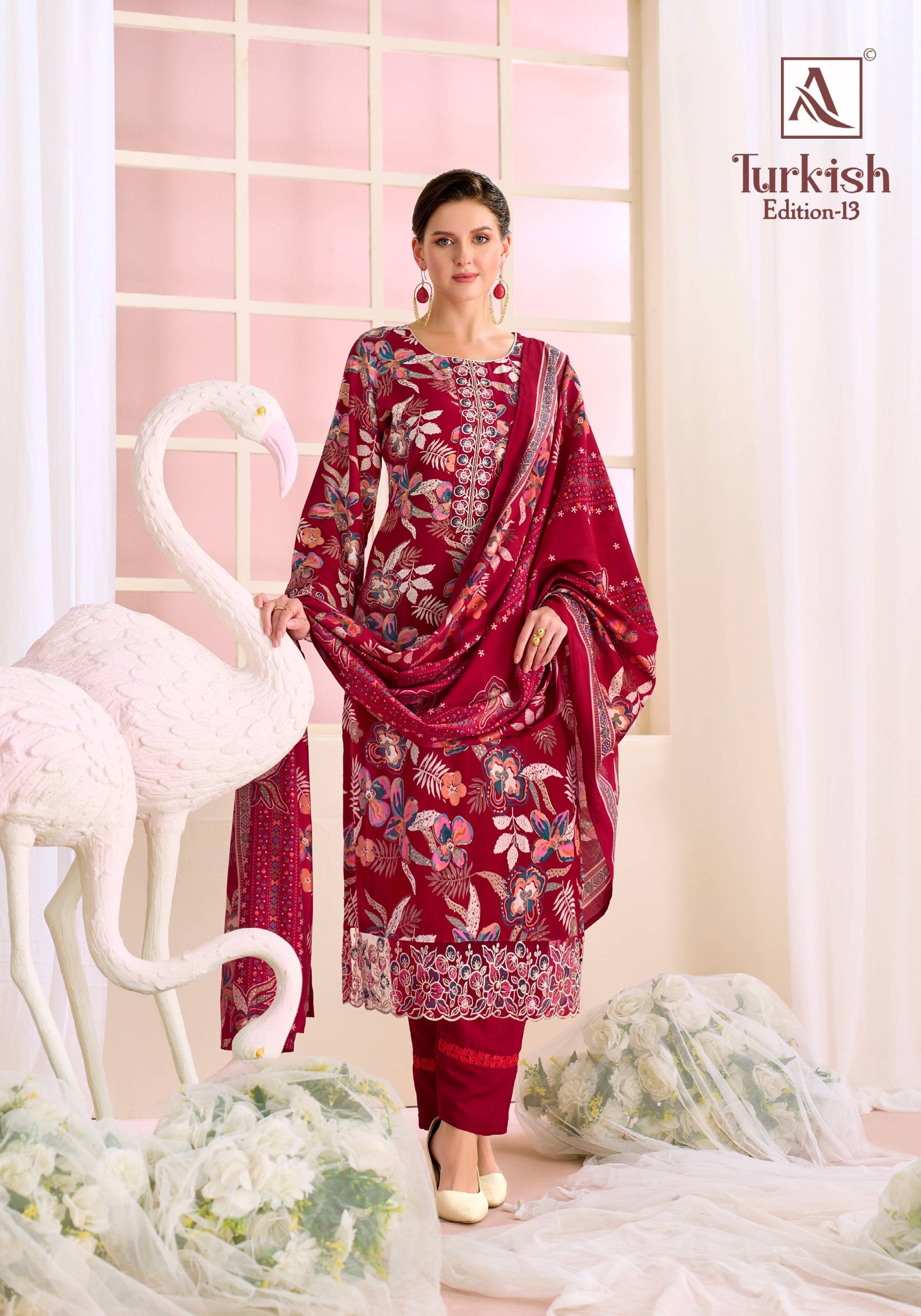 TURKISH-  vol-13 by Alok Suit 3020-1133-01 TO 3020-1133-06 SERIES Pakistani Stylish Embroidered Viscose Reyon COLLECTION At Wholesale Price
